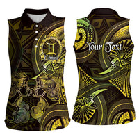 Personalised Polynesia Zodiac Gemini Women Sleeveless Polo Shirt Galaxy Polynesian Pattern Chest Tattoo Style