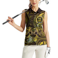 Personalised Polynesia Zodiac Gemini Women Sleeveless Polo Shirt Galaxy Polynesian Pattern Chest Tattoo Style