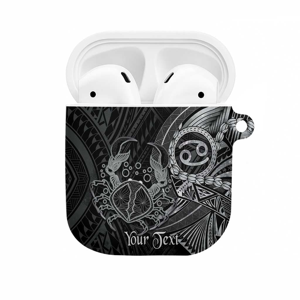 Personalised Polynesia Zodiac Cancer AirPods Case Galaxy Polynesian Pattern Chest Tattoo Style LT14 Black - Polynesian Pride
