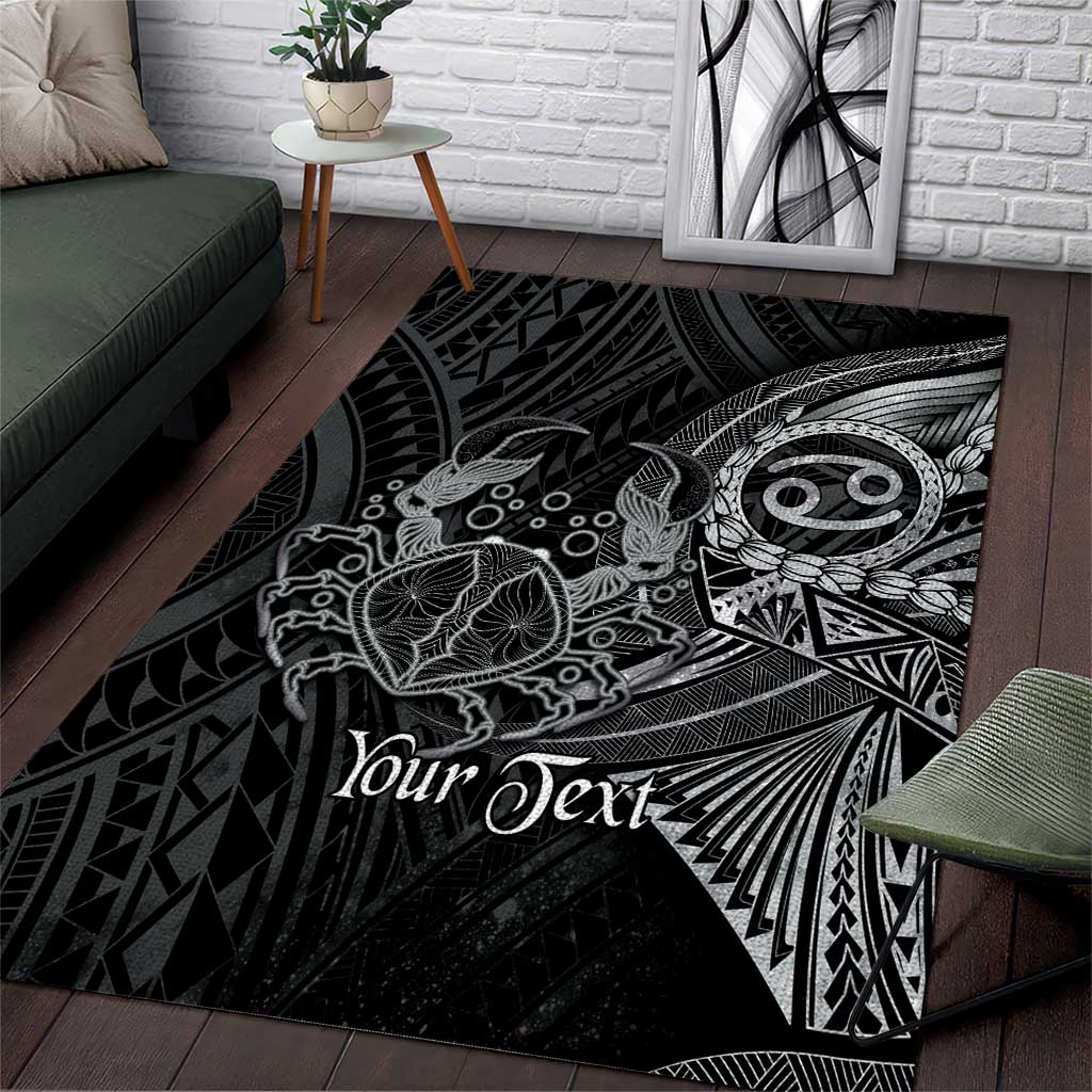 Personalised Polynesia Zodiac Cancer Area Rug Galaxy Polynesian Pattern Chest Tattoo Style LT14 Black - Polynesian Pride