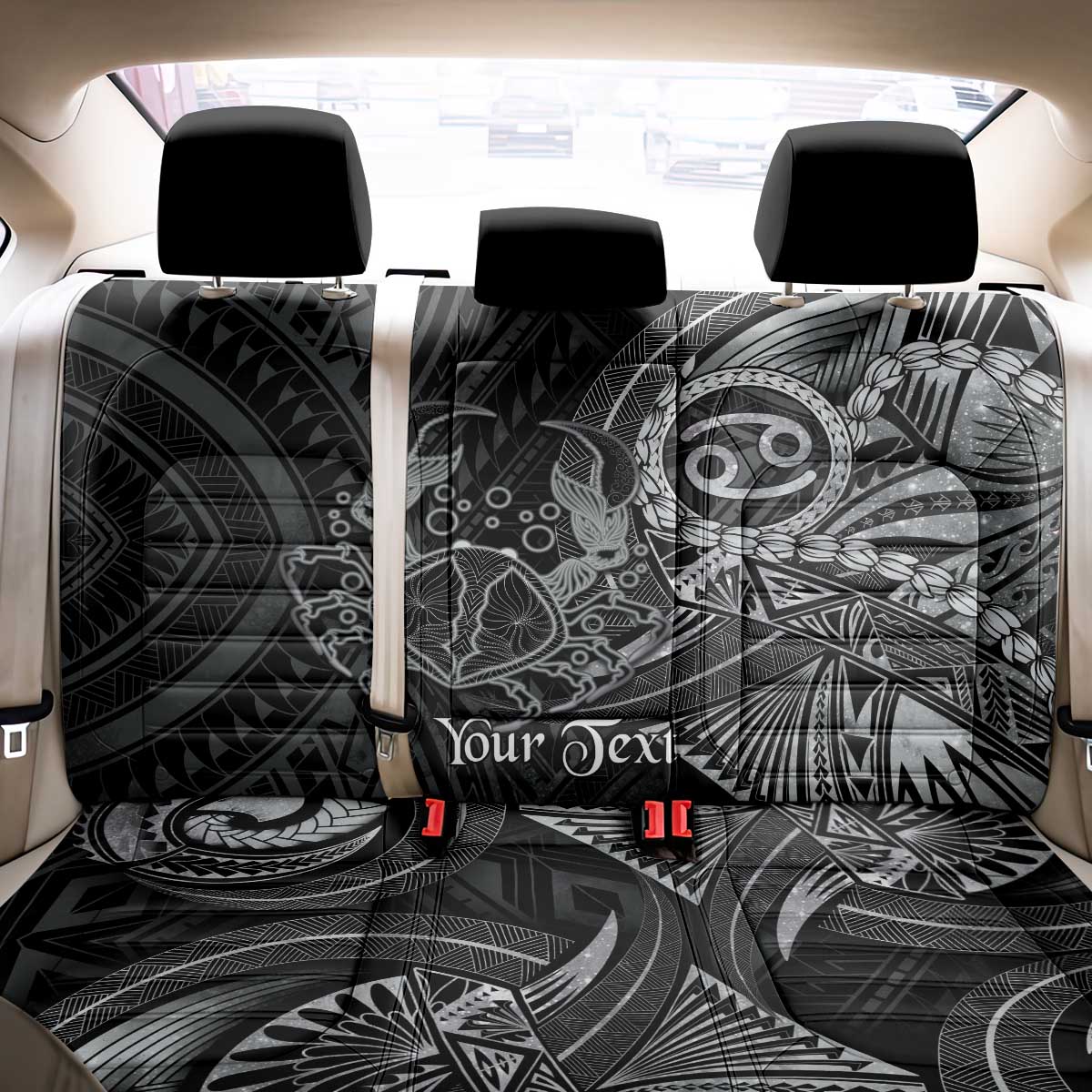 Personalised Polynesia Zodiac Cancer Back Car Seat Cover Galaxy Polynesian Pattern Chest Tattoo Style