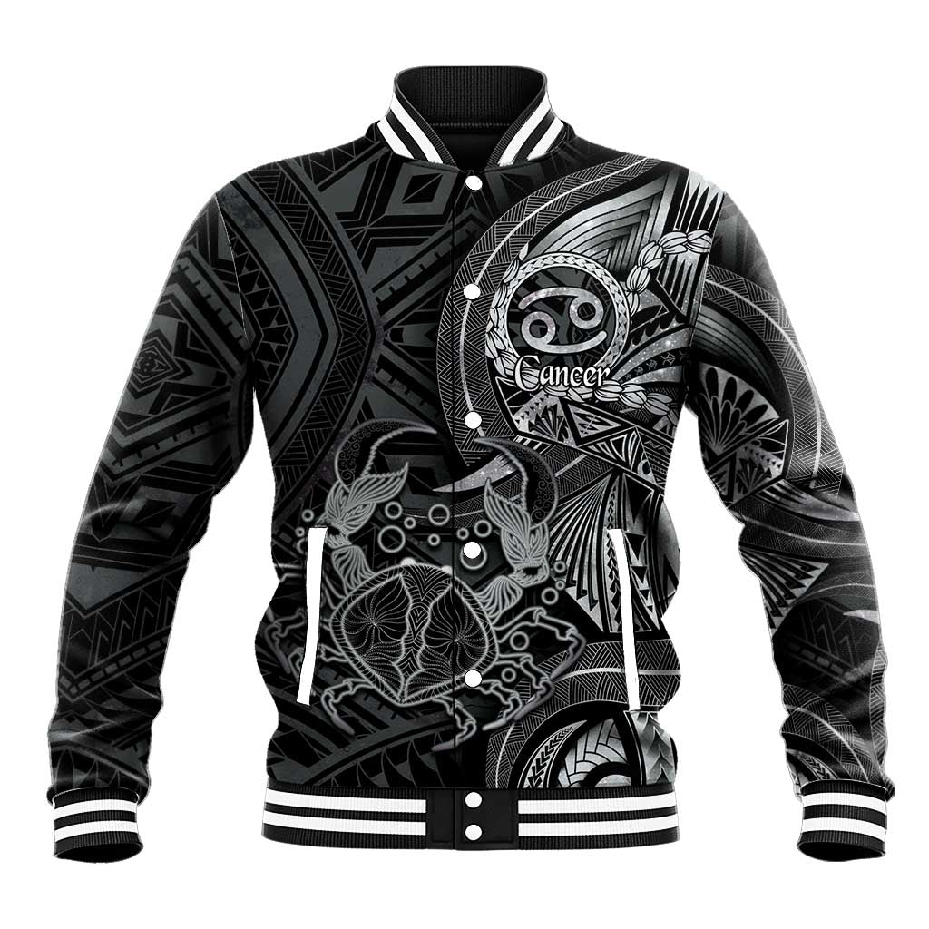 Personalised Polynesia Zodiac Cancer Baseball Jacket Galaxy Polynesian Pattern Chest Tattoo Style LT14 Unisex Black - Polynesian Pride