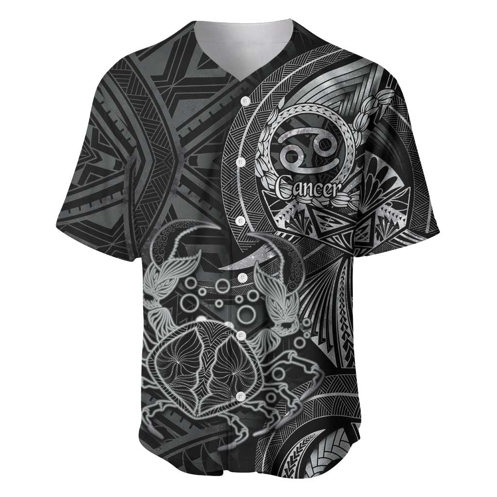 Personalised Polynesia Zodiac Cancer Baseball Jersey Galaxy Polynesian Pattern Chest Tattoo Style LT14 Black - Polynesian Pride