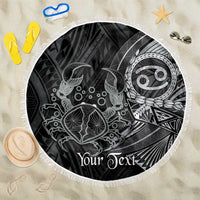 Personalised Polynesia Zodiac Cancer Beach Blanket Galaxy Polynesian Pattern Chest Tattoo Style LT14 One Size 150cm Black - Polynesian Pride