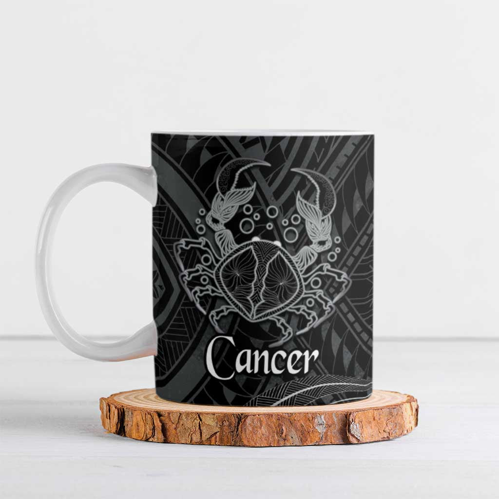 Personalised Polynesia Zodiac Cancer Ceramic Mug Galaxy Polynesian Pattern Chest Tattoo Style LT14 Black - Polynesian Pride