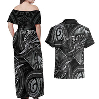 Personalised Polynesia Zodiac Cancer Couples Matching Off Shoulder Maxi Dress and Hawaiian Shirt Galaxy Polynesian Pattern Chest Tattoo Style LT14 - Polynesian Pride