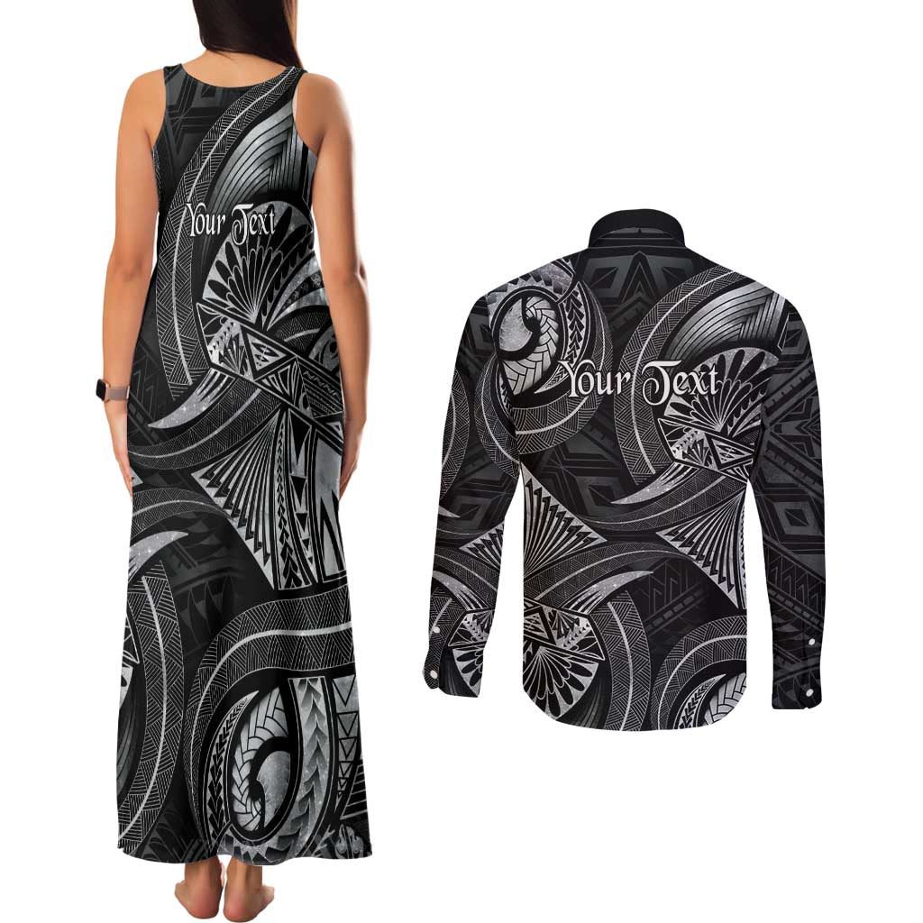 Personalised Polynesia Zodiac Cancer Couples Matching Tank Maxi Dress and Long Sleeve Button Shirt Galaxy Polynesian Pattern Chest Tattoo Style LT14 - Polynesian Pride