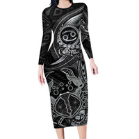Personalised Polynesia Zodiac Cancer Family Matching Long Sleeve Bodycon Dress and Hawaiian Shirt Galaxy Polynesian Pattern Chest Tattoo Style