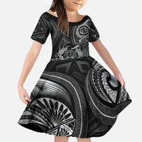 Personalised Polynesia Zodiac Cancer Family Matching Off Shoulder Maxi Dress and Hawaiian Shirt Galaxy Polynesian Pattern Chest Tattoo Style
