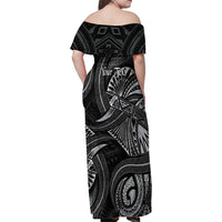 Personalised Polynesia Zodiac Cancer Family Matching Off Shoulder Maxi Dress and Hawaiian Shirt Galaxy Polynesian Pattern Chest Tattoo Style