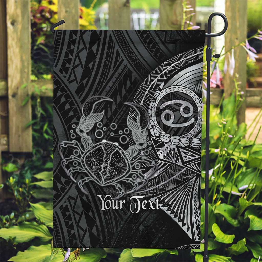 Personalised Polynesia Zodiac Cancer Garden Flag Galaxy Polynesian Pattern Chest Tattoo Style LT14 Garden Flag Black - Polynesian Pride