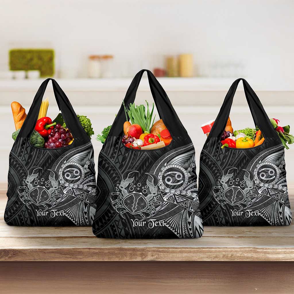 Personalised Polynesia Zodiac Cancer Grocery Bag Galaxy Polynesian Pattern Chest Tattoo Style LT14 3-pack One Size Black - Polynesian Pride