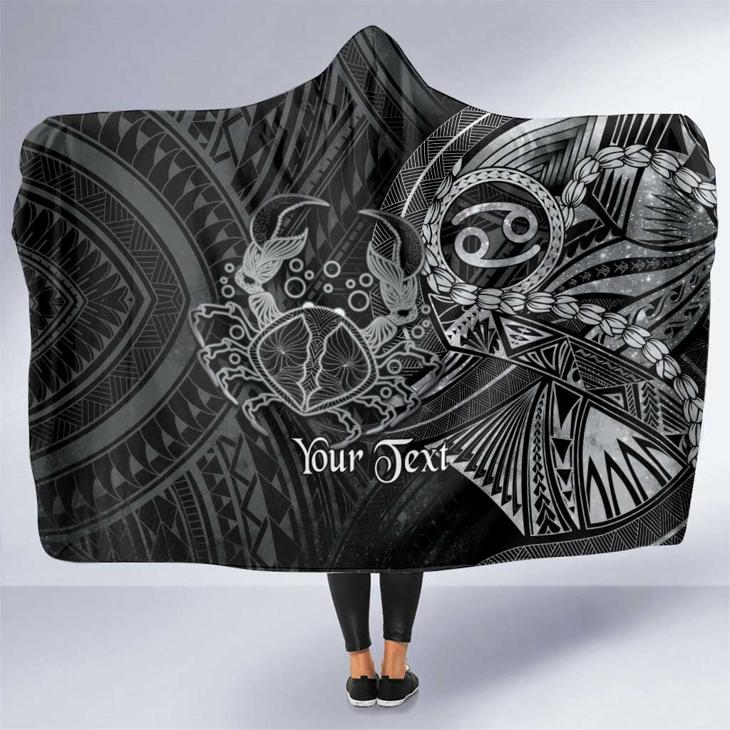 Personalised Polynesia Zodiac Cancer Hooded Blanket Galaxy Polynesian Pattern Chest Tattoo Style LT14 One Size Black - Polynesian Pride