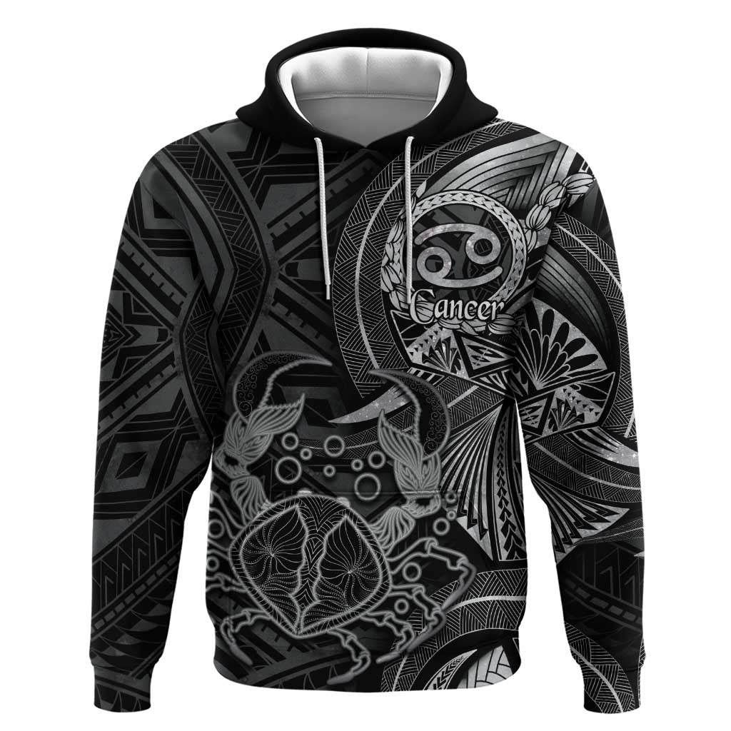 Personalised Polynesia Zodiac Cancer Hoodie Galaxy Polynesian Pattern Chest Tattoo Style LT14 Pullover Hoodie Black - Polynesian Pride