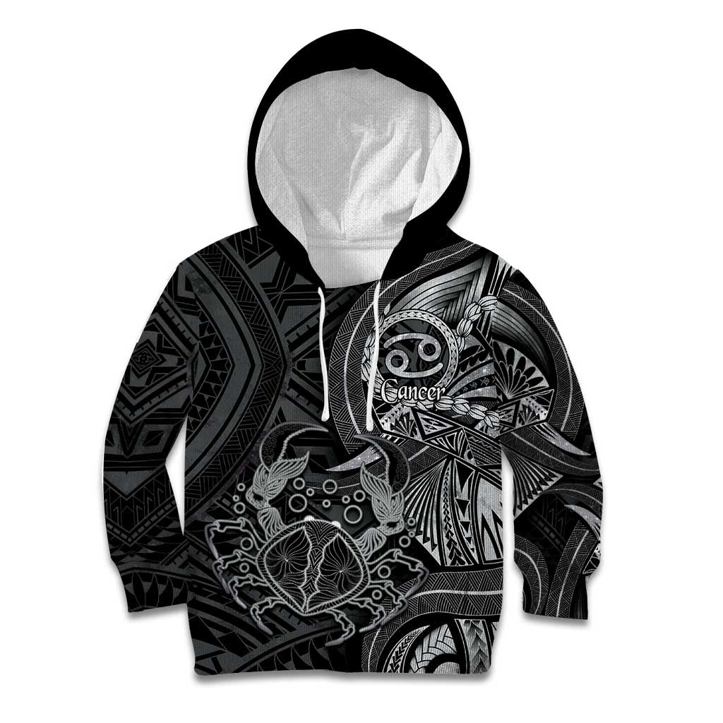 Personalised Polynesia Zodiac Cancer Kid Hoodie Galaxy Polynesian Pattern Chest Tattoo Style LT14 Hoodie Black - Polynesian Pride