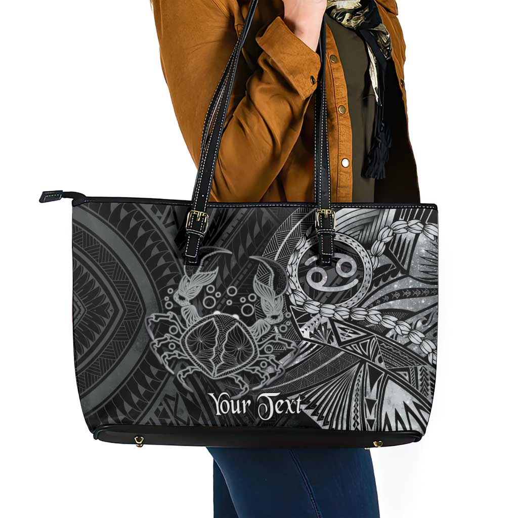 Personalised Polynesia Zodiac Cancer Leather Tote Bag Galaxy Polynesian Pattern Chest Tattoo Style LT14 - Polynesian Pride
