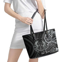 Personalised Polynesia Zodiac Cancer Leather Tote Bag Galaxy Polynesian Pattern Chest Tattoo Style LT14 - Polynesian Pride