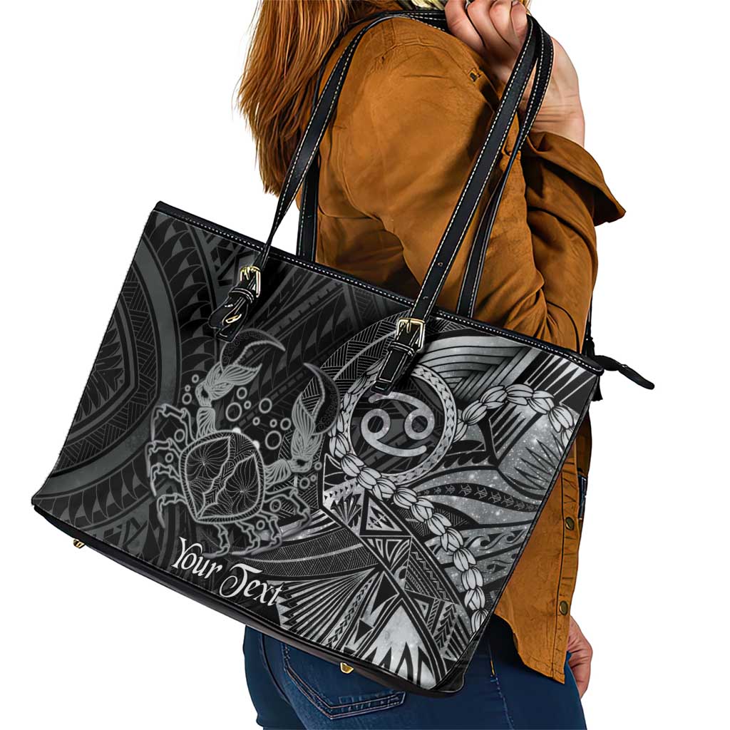 Personalised Polynesia Zodiac Cancer Leather Tote Bag Galaxy Polynesian Pattern Chest Tattoo Style LT14 - Polynesian Pride
