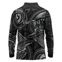 Personalised Polynesia Zodiac Cancer Long Sleeve Polo Shirt Galaxy Polynesian Pattern Chest Tattoo Style LT14 - Polynesian Pride
