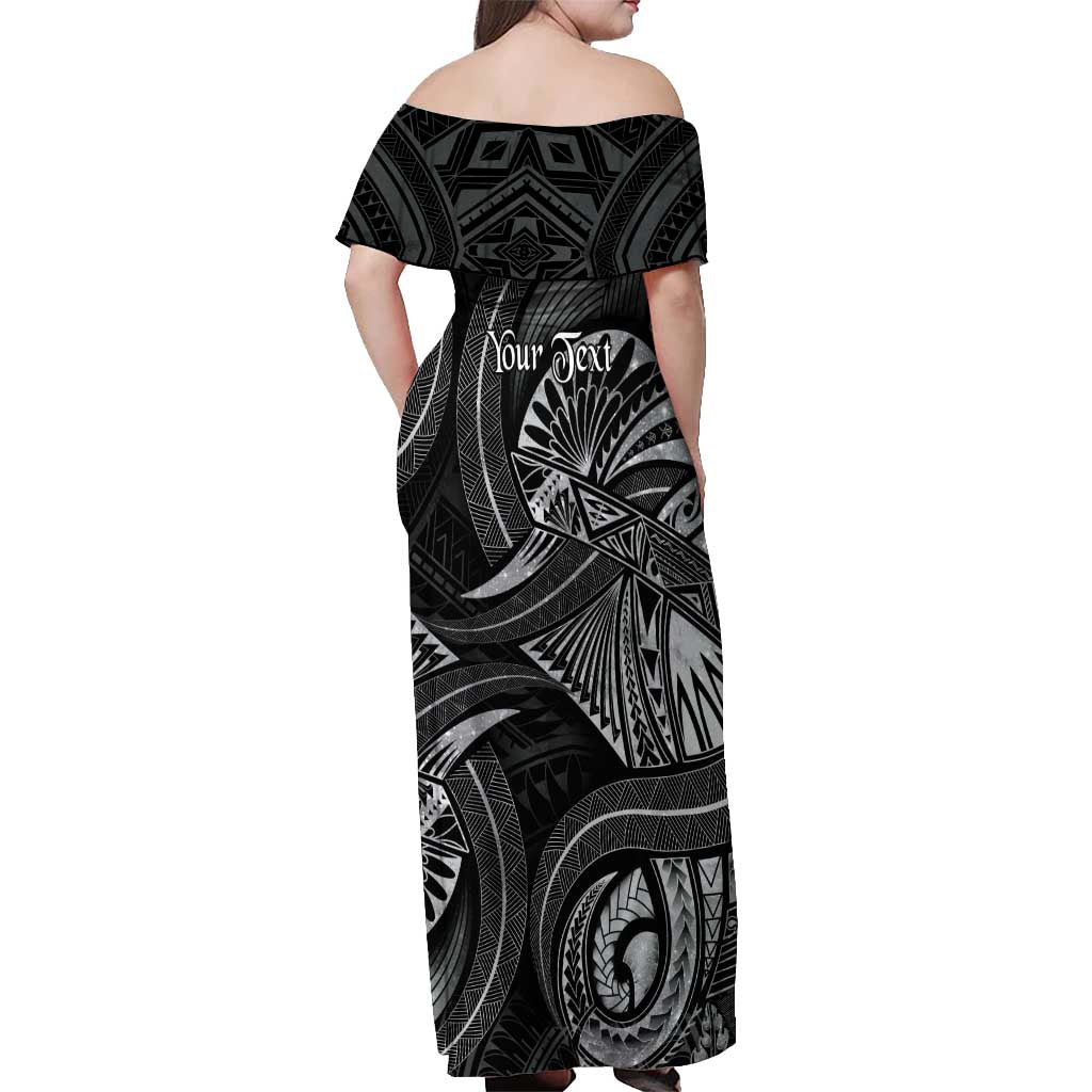 Personalised Polynesia Zodiac Cancer Off Shoulder Maxi Dress Galaxy Polynesian Pattern Chest Tattoo Style LT14 - Polynesian Pride