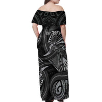 Personalised Polynesia Zodiac Cancer Off Shoulder Maxi Dress Galaxy Polynesian Pattern Chest Tattoo Style LT14 - Polynesian Pride