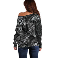 Personalised Polynesia Zodiac Cancer Off Shoulder Sweater Galaxy Polynesian Pattern Chest Tattoo Style LT14 - Polynesian Pride