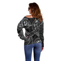 Personalised Polynesia Zodiac Cancer Off Shoulder Sweater Galaxy Polynesian Pattern Chest Tattoo Style LT14 - Polynesian Pride