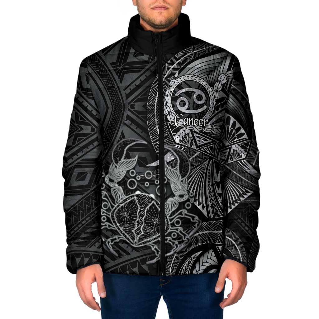 Personalised Polynesia Zodiac Cancer Padded Jacket Galaxy Polynesian Pattern Chest Tattoo Style LT14 Men Black - Polynesian Pride