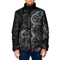 Personalised Polynesia Zodiac Cancer Padded Jacket Galaxy Polynesian Pattern Chest Tattoo Style LT14 Men Black - Polynesian Pride