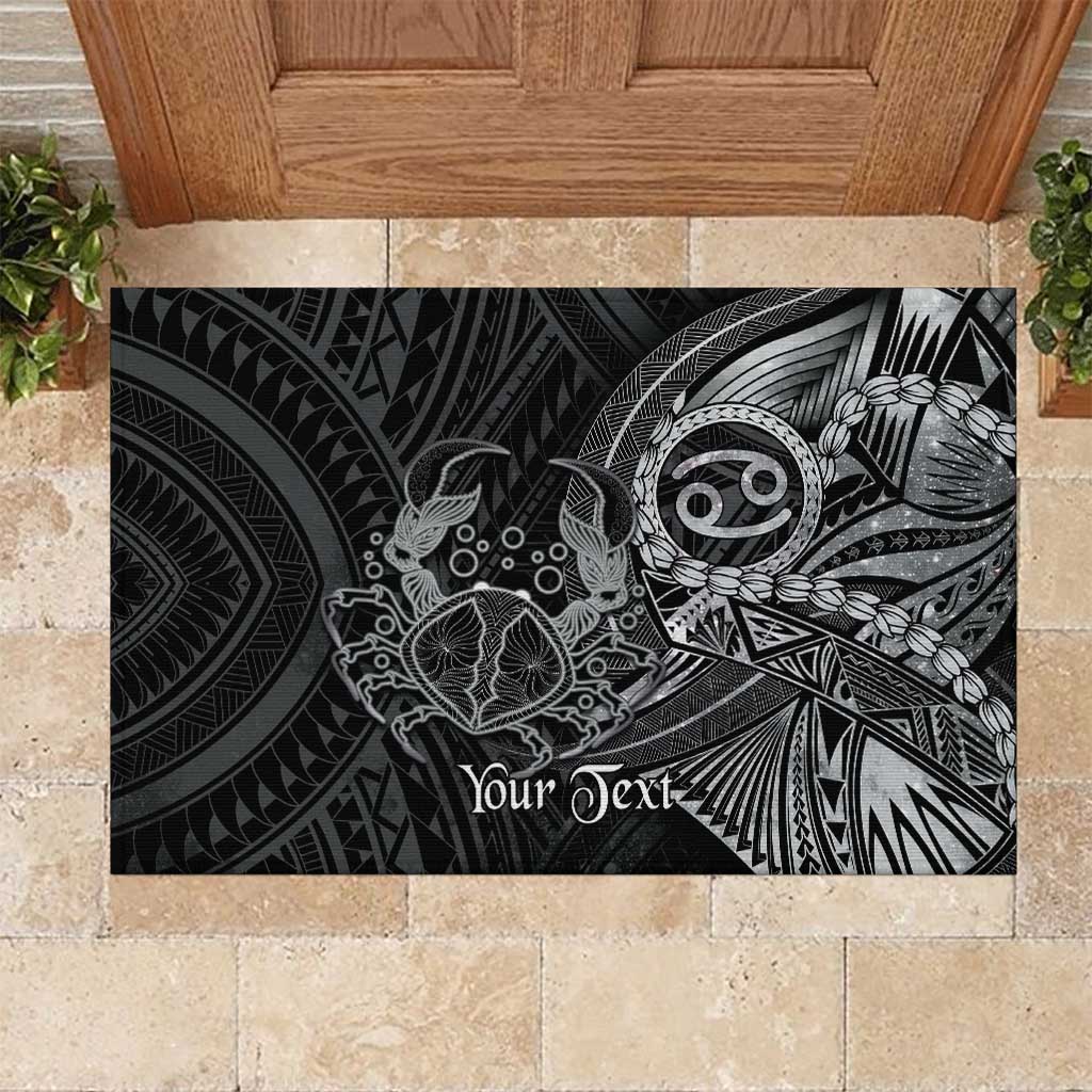 Personalised Polynesia Zodiac Cancer Rubber Doormat Galaxy Polynesian Pattern Chest Tattoo Style LT14 Black - Polynesian Pride