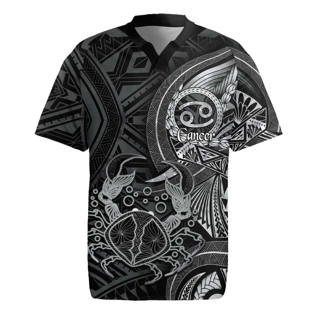 Personalised Polynesia Zodiac Cancer Rugby Jersey Galaxy Polynesian Pattern Chest Tattoo Style LT14 Black - Polynesian Pride