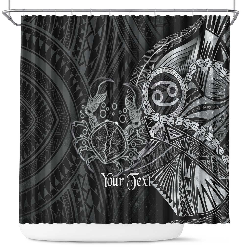 Personalised Polynesia Zodiac Cancer Shower Curtain Galaxy Polynesian Pattern Chest Tattoo Style LT14 Black - Polynesian Pride