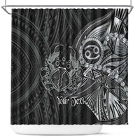 Personalised Polynesia Zodiac Cancer Shower Curtain Galaxy Polynesian Pattern Chest Tattoo Style LT14 Black - Polynesian Pride