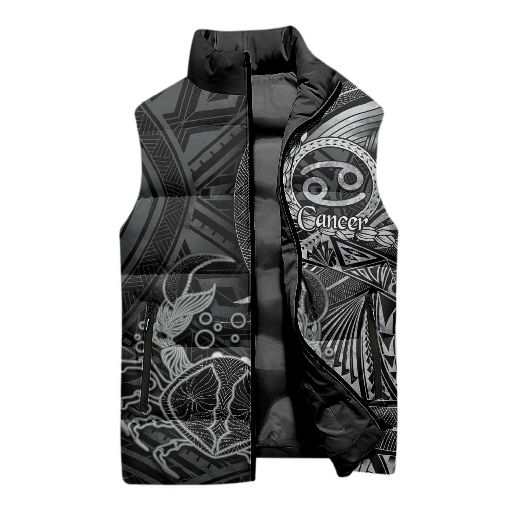 Personalised Polynesia Zodiac Cancer Sleeveless Puffer Jacket Galaxy Polynesian Pattern Chest Tattoo Style LT14 - Polynesian Pride