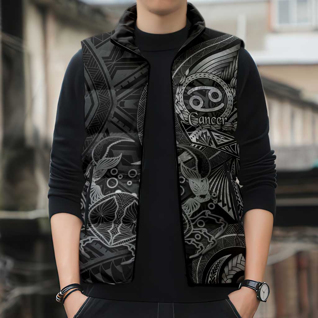 Personalised Polynesia Zodiac Cancer Sleeveless Puffer Jacket Galaxy Polynesian Pattern Chest Tattoo Style LT14 - Polynesian Pride