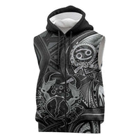 Personalised Polynesia Zodiac Cancer Sleeveless Zip Hoodie Galaxy Polynesian Pattern Chest Tattoo Style