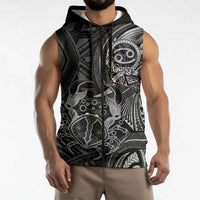 Personalised Polynesia Zodiac Cancer Sleeveless Zip Hoodie Galaxy Polynesian Pattern Chest Tattoo Style