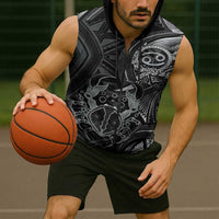 Personalised Polynesia Zodiac Cancer Sleeveless Zip Hoodie Galaxy Polynesian Pattern Chest Tattoo Style