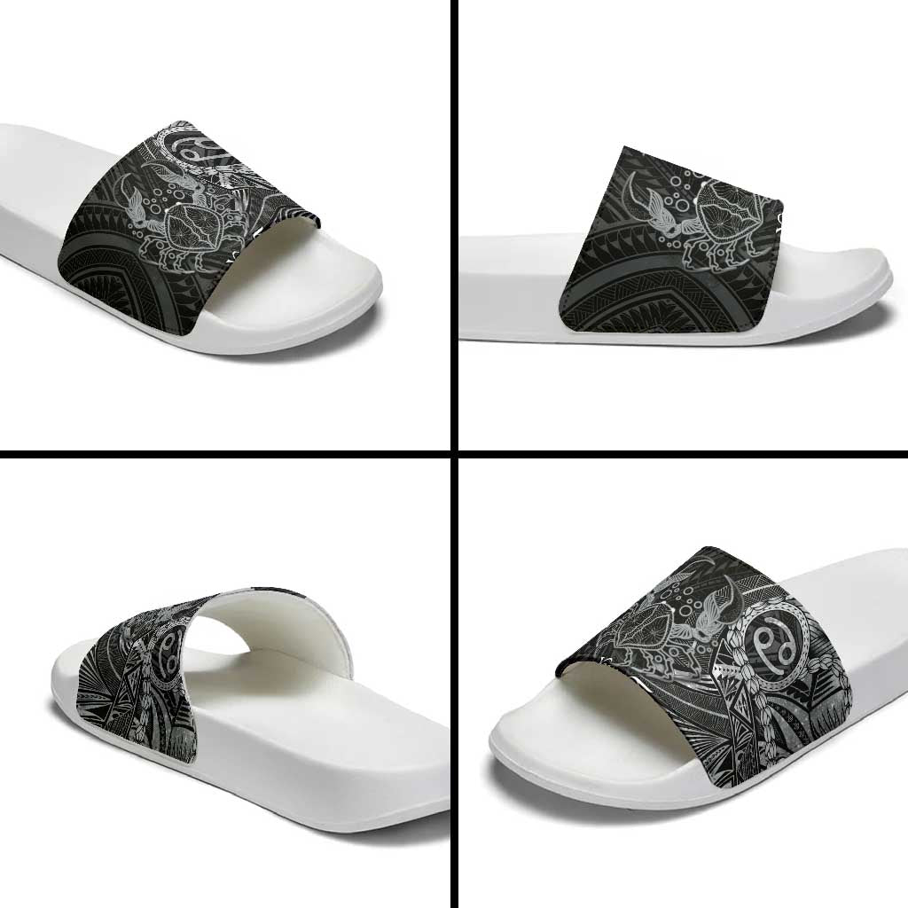 Personalised Polynesia Zodiac Cancer Slide Sandals Galaxy Polynesian Pattern Chest Tattoo Style LT14 - Polynesian Pride