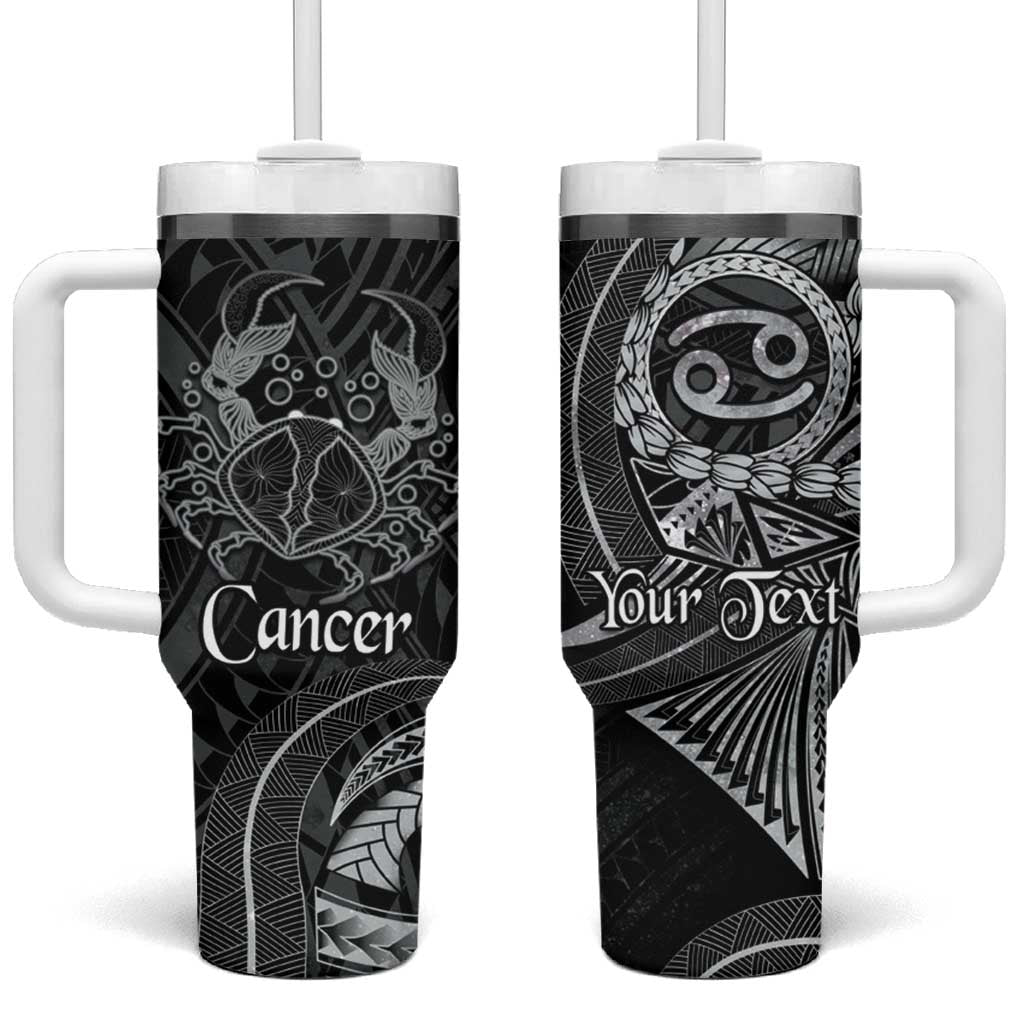 Personalised Polynesia Zodiac Cancer Tumbler With Handle Galaxy Polynesian Pattern Chest Tattoo Style LT14 One Size: 40 oz Black - Polynesian Pride
