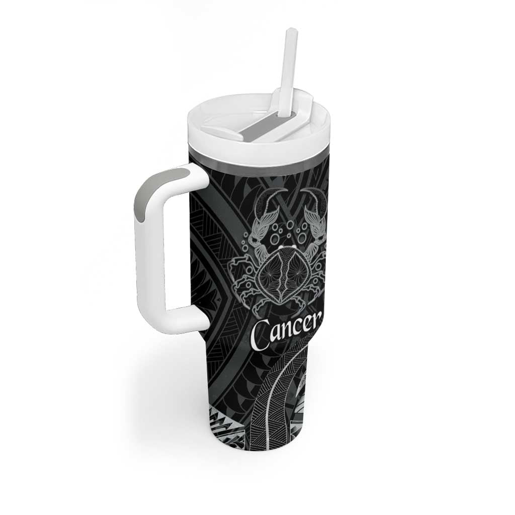 Personalised Polynesia Zodiac Cancer Tumbler With Handle Galaxy Polynesian Pattern Chest Tattoo Style LT14 - Polynesian Pride