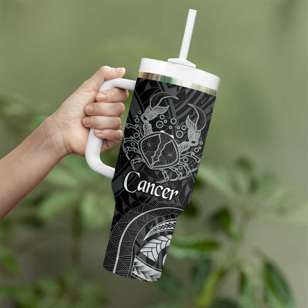Personalised Polynesia Zodiac Cancer Tumbler With Handle Galaxy Polynesian Pattern Chest Tattoo Style LT14 - Polynesian Pride
