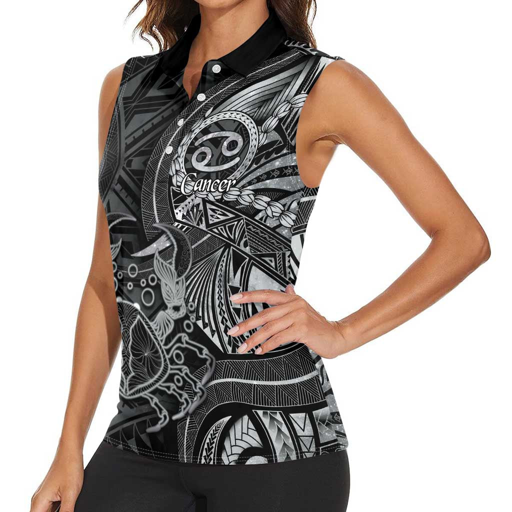 Personalised Polynesia Zodiac Cancer Women Sleeveless Polo Shirt Galaxy Polynesian Pattern Chest Tattoo Style LT14 - Polynesian Pride