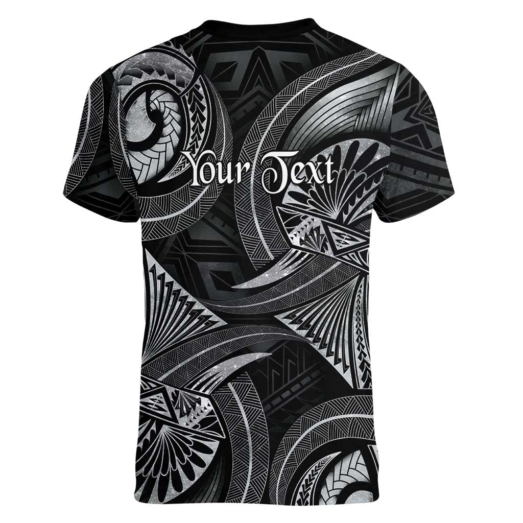 Personalised Polynesia Zodiac Cancer Women V-Neck T-Shirt Galaxy Polynesian Pattern Chest Tattoo Style LT14 - Polynesian Pride