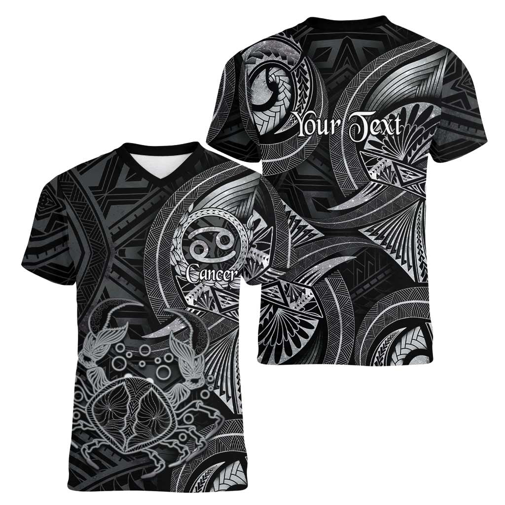 Personalised Polynesia Zodiac Cancer Women V-Neck T-Shirt Galaxy Polynesian Pattern Chest Tattoo Style LT14 - Polynesian Pride