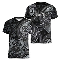 Personalised Polynesia Zodiac Cancer Women V-Neck T-Shirt Galaxy Polynesian Pattern Chest Tattoo Style LT14 - Polynesian Pride