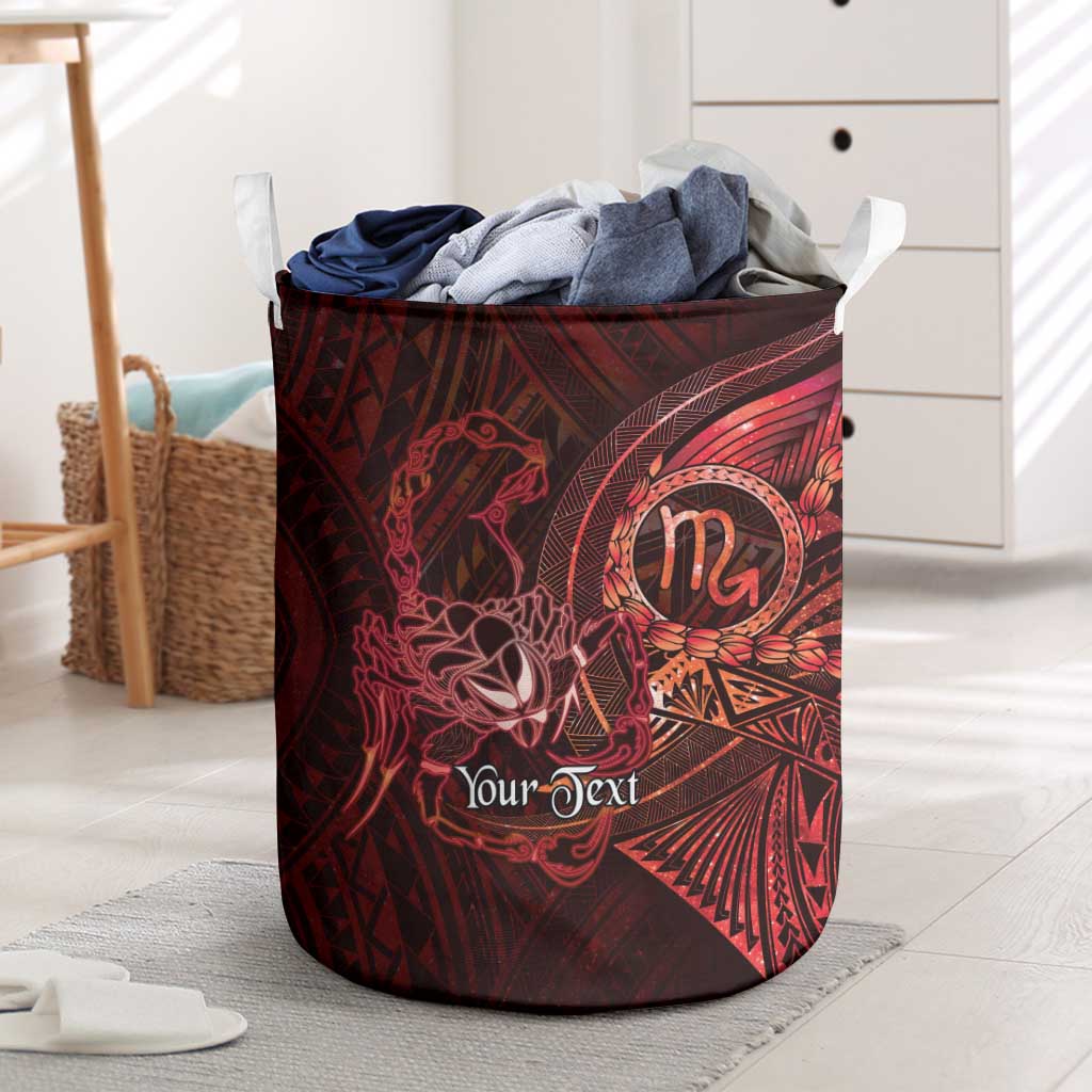 Personalised Polynesia Zodiac Scorpio Laundry Basket Galaxy Polynesian Pattern Chest Tattoo Style LT14 Red - Polynesian Pride