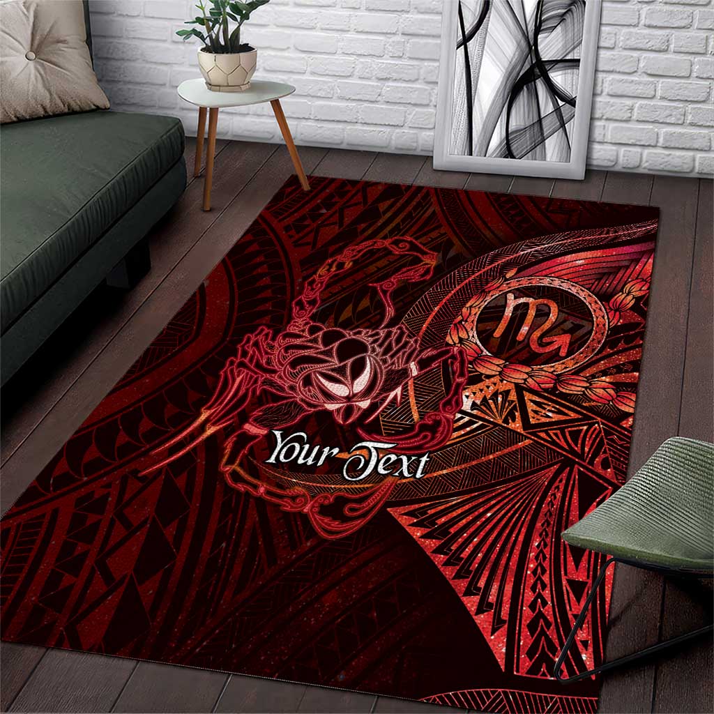 Personalised Polynesia Zodiac Scorpio Area Rug Galaxy Polynesian Pattern Chest Tattoo Style LT14 Red - Polynesian Pride