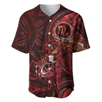 Personalised Polynesia Zodiac Scorpio Baseball Jersey Galaxy Polynesian Pattern Chest Tattoo Style LT14 Red - Polynesian Pride