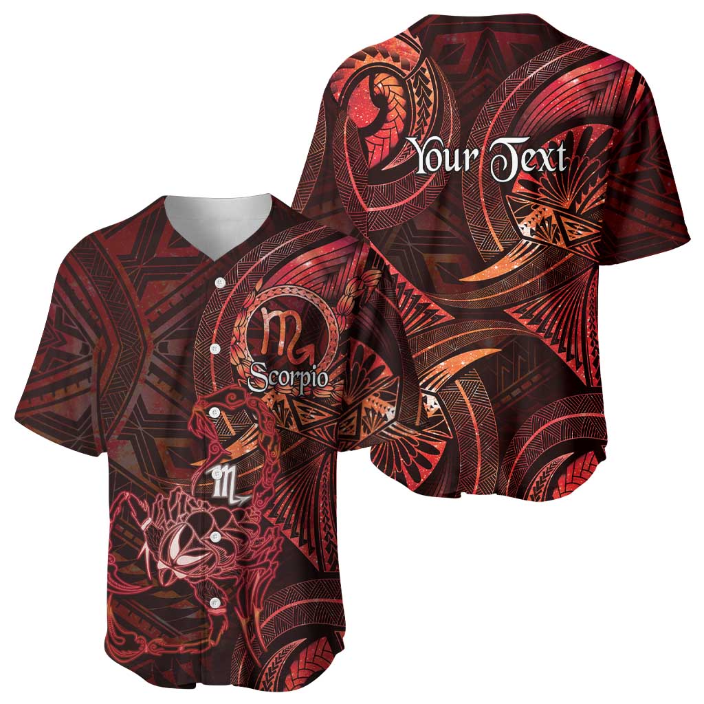Personalised Polynesia Zodiac Scorpio Baseball Jersey Galaxy Polynesian Pattern Chest Tattoo Style LT14 - Polynesian Pride
